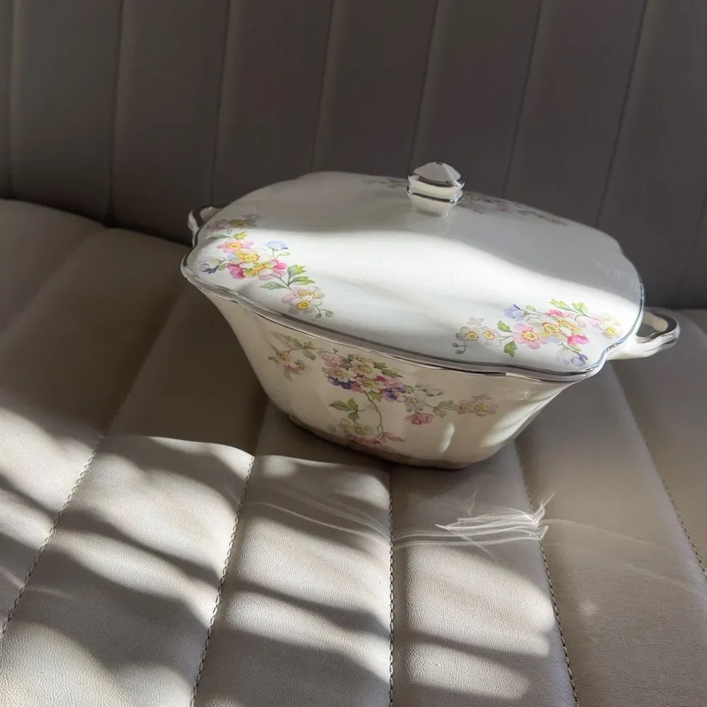 Vintage Paden City Pottery Regina pattern Floral Serving Dish with Lid